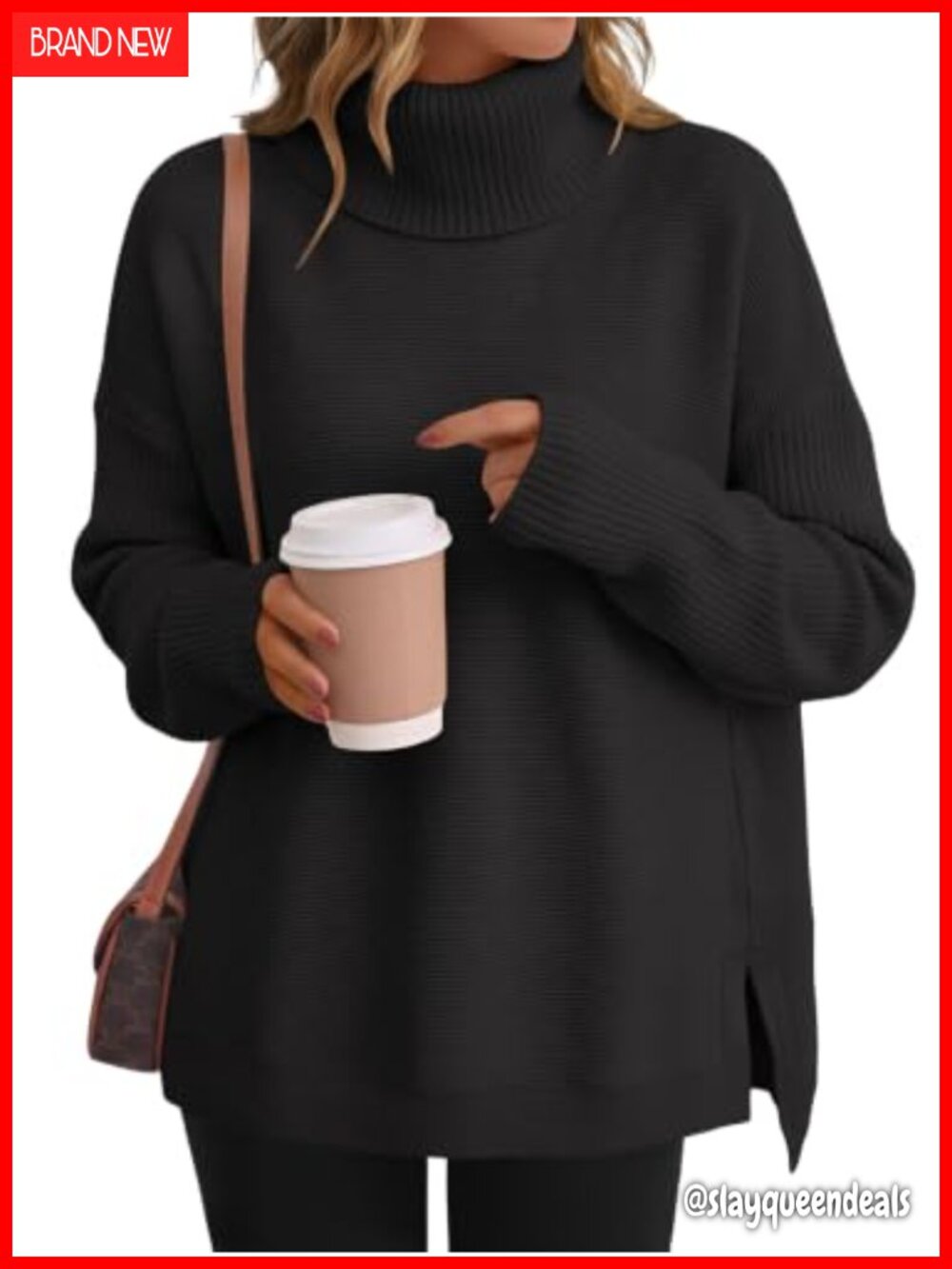 Oversized Turtleneck Pullover Sweater Viscose Blend